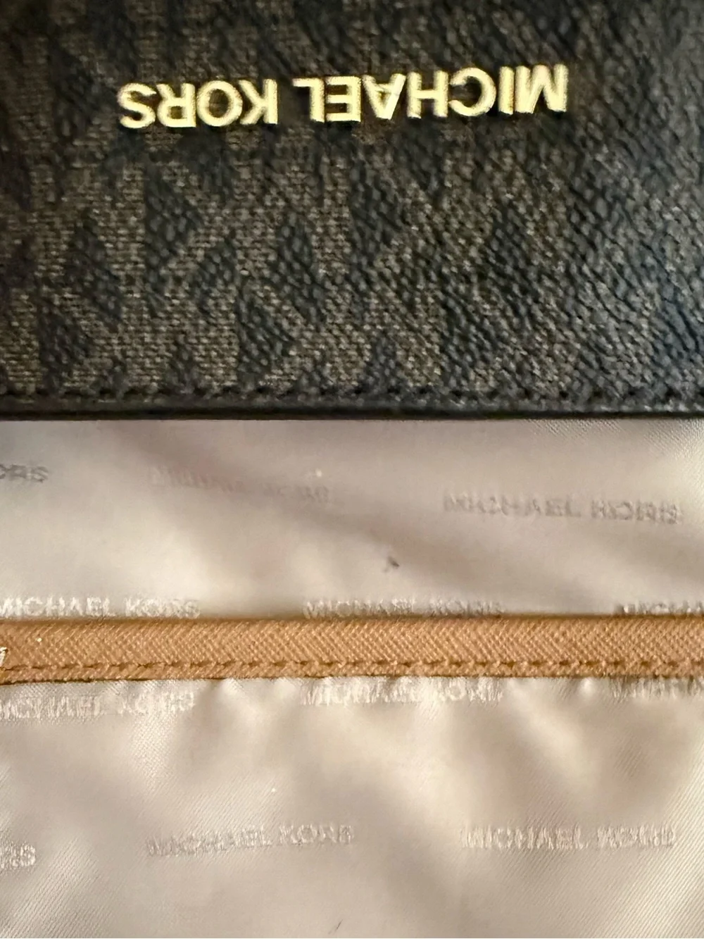 Michael Kors Tote East West Signature Jacquard Voyager Dark Brown Bag Purse